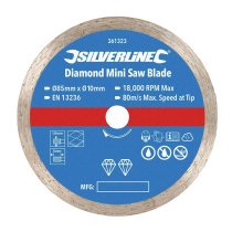 Silverline Diamond Mini Saw Blade 85mm Dia - 10mm Bore