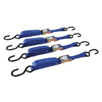 Silverline Cam Buckle Tie Down Strap S-Hook 2m x 25mm 4pk Rated 250kg Capacity 500kg