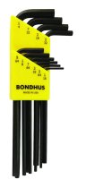 BONDHUS HLX10 Hex Key 10pcs Imperial Set 1/16″-1/4″, 12138