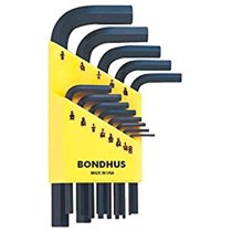 BONDHUS HLX12S Hex Key 12 pcs Imperial Set 0.050″-5/16″, 12236