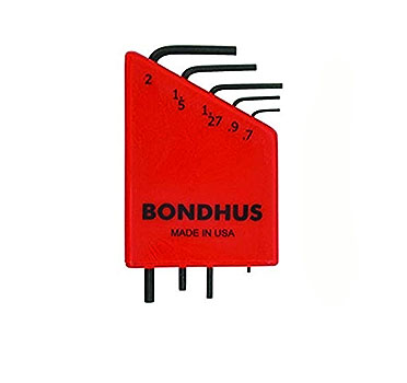 BONDHUS HLX5 Hex Key 5pcs Short Set Metric Set 0.71mm-2.0mm, 12242