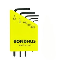 BONDHUS HLX5 Hex Key 5pcs Short Set Imperial Set 0.28-5/64″, 12243