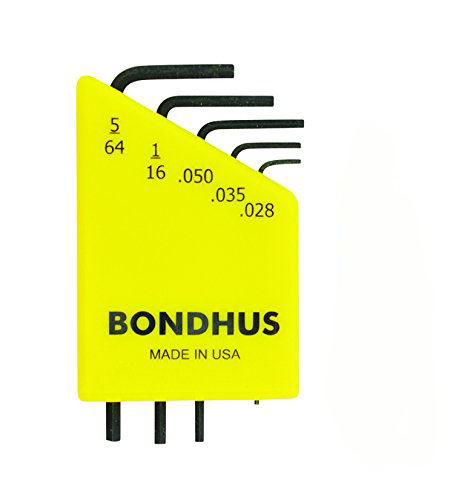 BONDHUS HLX5 Hex Key 5pcs Short Set Imperial Set 0.28-5/64", 12243