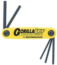 BONDHUS Gorilla Grip Hex fold up 5pcs Key Set 3/16-3/8 Hex HF5, 12585