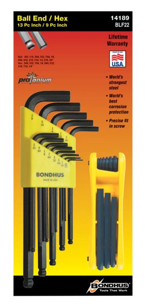 BONDHUS BLX13mm Proguard BallEnd Hex Key Set inc 12589 Gorilla Grip, 14189