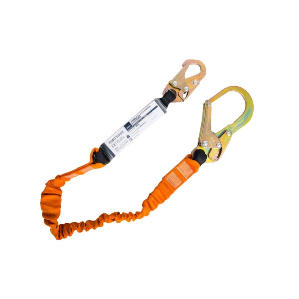 FP74 - Single 140kg 1.8m Lanyard with Shock Absorber Black/Orange