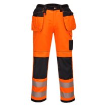 PW306 - PW3 Hi-Vis Stretch Holster Pocket Trousers Orange/Black