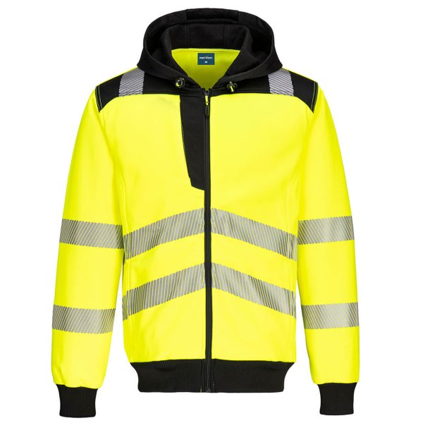 PW327 - PW3 Hi-Vis Zip Hoodie Yellow/Black