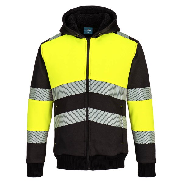 PW377 - PW3 Zipped Class 1 Winter Hoodie Yellow/Black