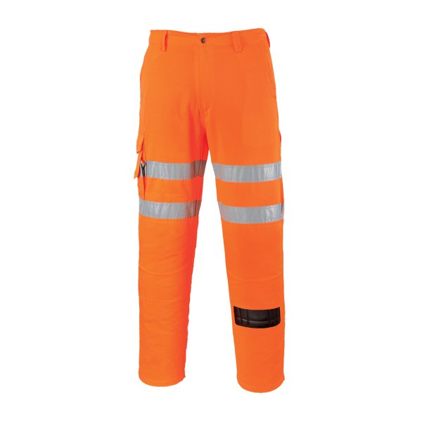 RT46 - Hi-Vis Rail Work Trousers Orange Tall