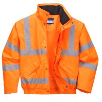 RT62 - Hi-Vis Breathable Rain Bomber Jacket Orange