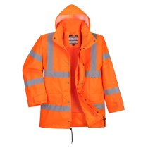 RT63 - Hi-Vis Breathable Interactive Rain Traffic Jacket Orange