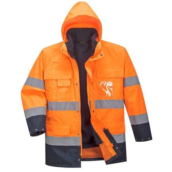 S162 - Hi-Vis 3-in-1 Contrast Lite Jacket Orange/Navy