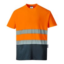 S173 - Hi-Vis Cotton Comfort Contrast T-Shirt S/S Orange/Navy