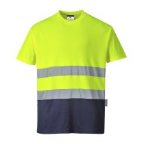 S173 - Hi-Vis Cotton Comfort Contrast T-Shirt S/S Yellow/Navy