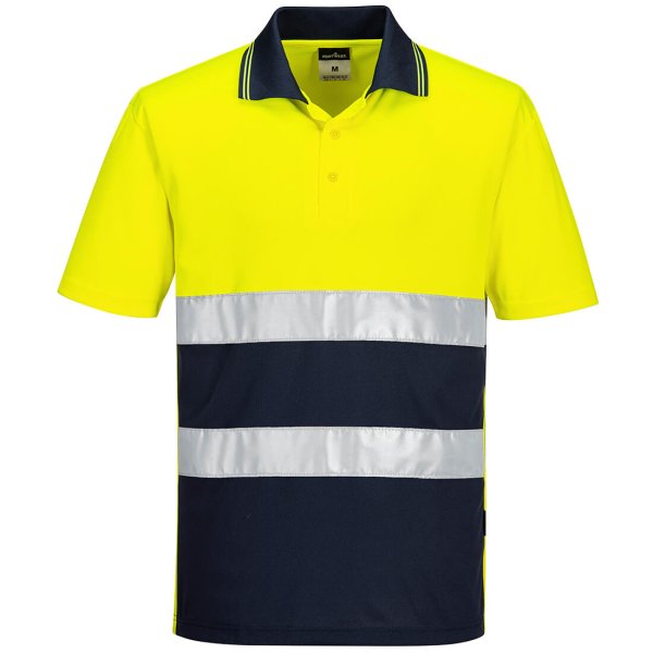 S175 - Hi-Vis Lightweight Contrast Polo Shirt S/S Yellow/Navy