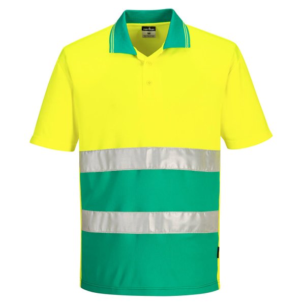 S175 - Hi-Vis Lightweight Contrast Polo Shirt S/S Yellow/Teal