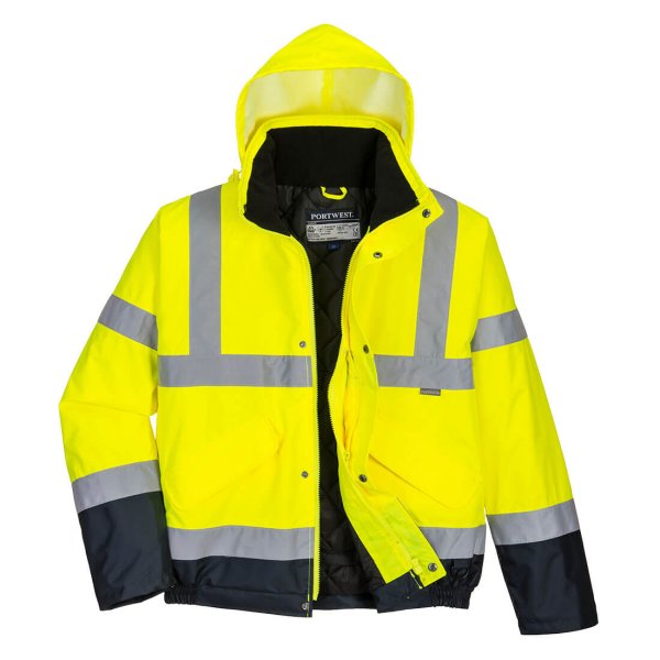 S266 - Hi-Vis Contrast Winter Bomber Jacket Yellow/Navy