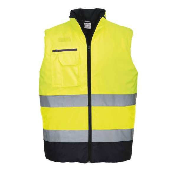 S267 - Hi-Vis Contrast Bodywarmer Yellow/Navy