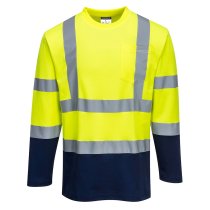 S280 - Hi-Vis Cotton Comfort Contrast T-Shirt L/S Yellow/Navy