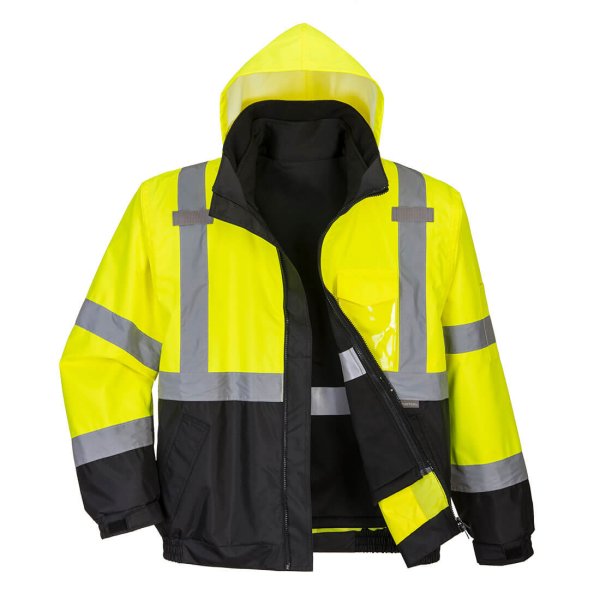 S365 - Hi-Vis 3-in-1 Contrast Premium Bomber Jacket Yellow/Black