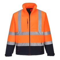 S425 - Hi-Vis Contrast Softshell (3L) Orange/Navy