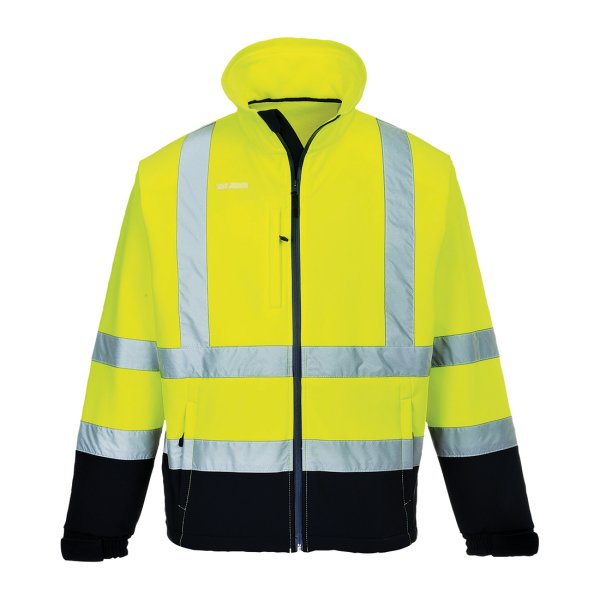 S425 - Hi-Vis Contrast Softshell (3L) Yellow/Navy