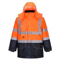 S426 - Hi-Vis Breathable 7-in-1 Contrast Traffic Jacket Orange/Navy