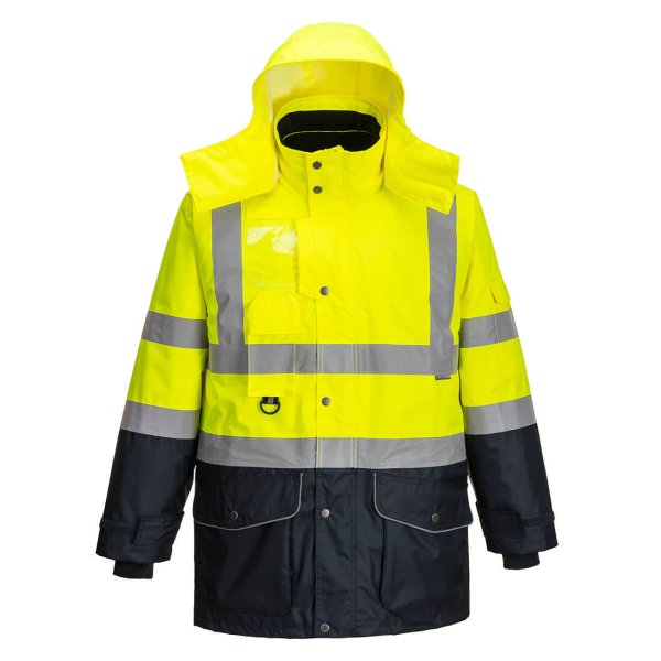 S426 - Hi-Vis Breathable 7-in-1 Contrast Traffic Jacket Yellow/Navy