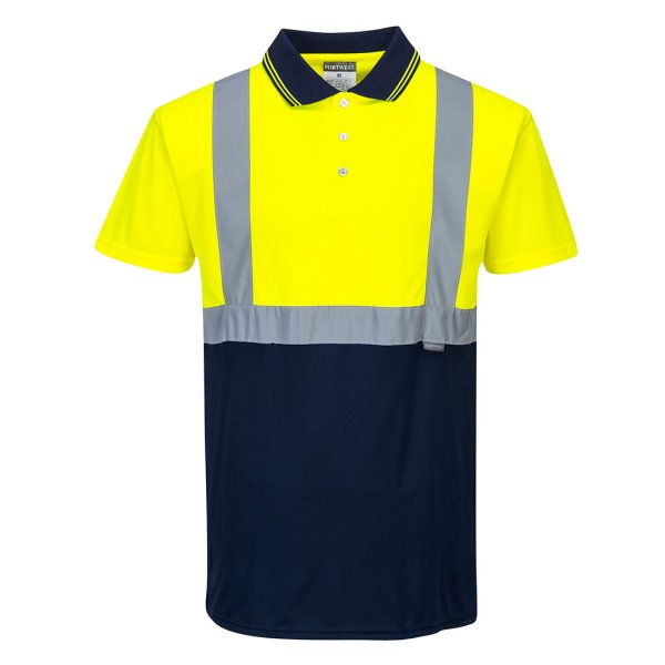 S479 - Hi-Vis Contrast Polo Shirt S/S Yellow/Navy