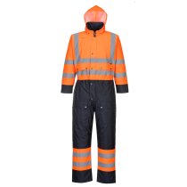 S485 - Hi-Vis Contrast Winter Coverall Orange/Navy