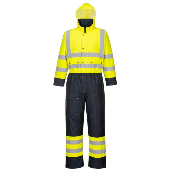 S485 - Hi-Vis Contrast Winter Coverall Yellow/Navy