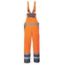 S488 - Hi-Vis Breathable Contrast Rain Bib and Brace Orange/Navy