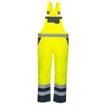 S488 - Hi-Vis Breathable Contrast Rain Bib and Brace Yellow/Navy