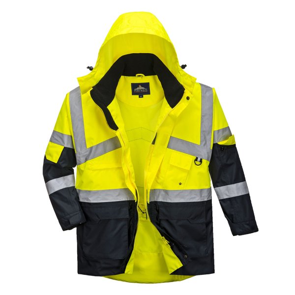 S760 - Hi-Vis Breathable Contrast Rain Jacket Yellow/Navy