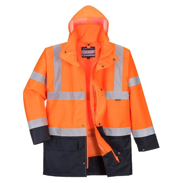 S766 - Hi-Vis 5-in-1 Contrast Essential Jacket Orange/Navy