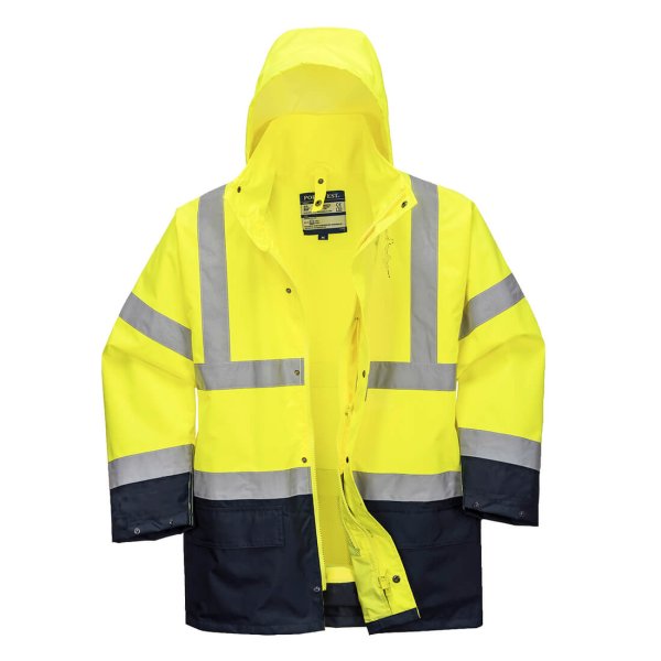 S766 - Hi-Vis 5-in-1 Contrast Essential Jacket Yellow/Navy