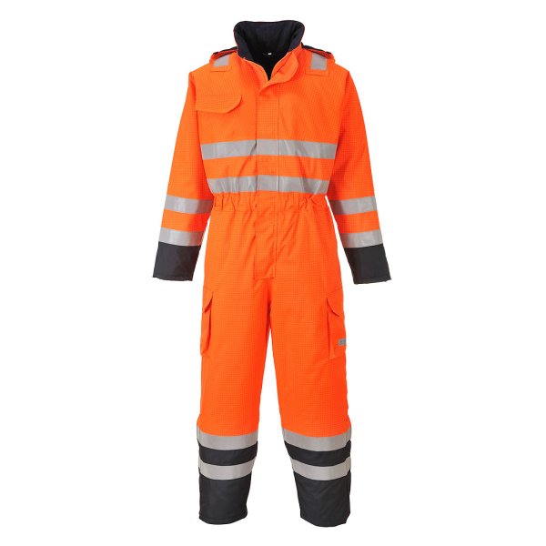 S775 - Bizflame Rain Hi-Vis Multi Coverall Orange/Navy