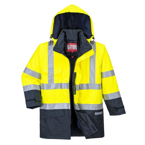 S779 - Bizflame Rain Hi-Vis Multi-Protection Jacket Yellow/Navy