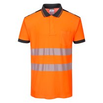 T180 - PW3 Hi-Vis Cotton Comfort Polo Shirt S/S Orange/Black