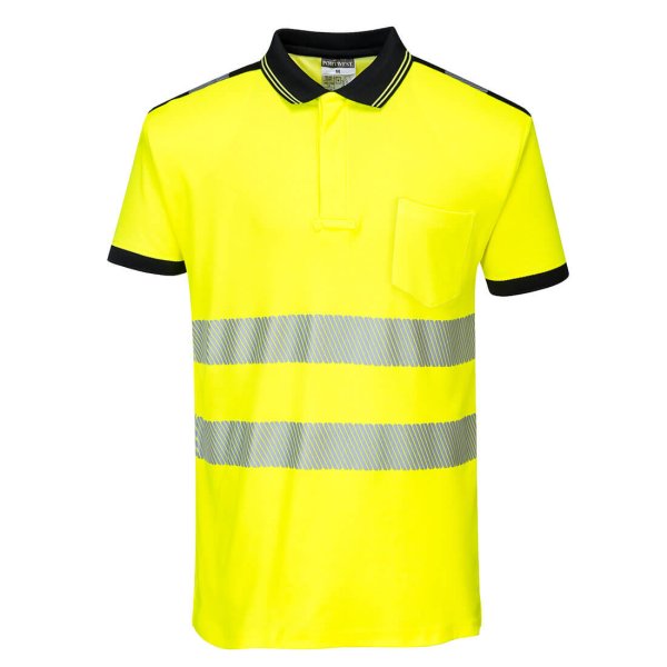 T180 - PW3 Hi-Vis Cotton Comfort Polo Shirt S/S Yellow/Black