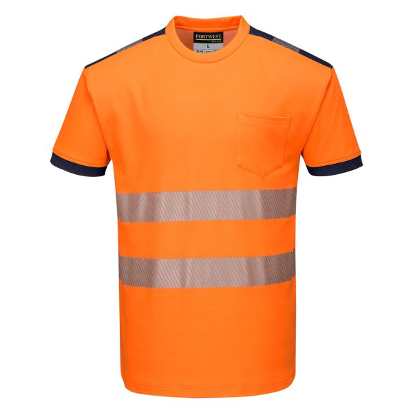 T181 - PW3 Hi-Vis Cotton Comfort T-Shirt S/S Orange/Navy