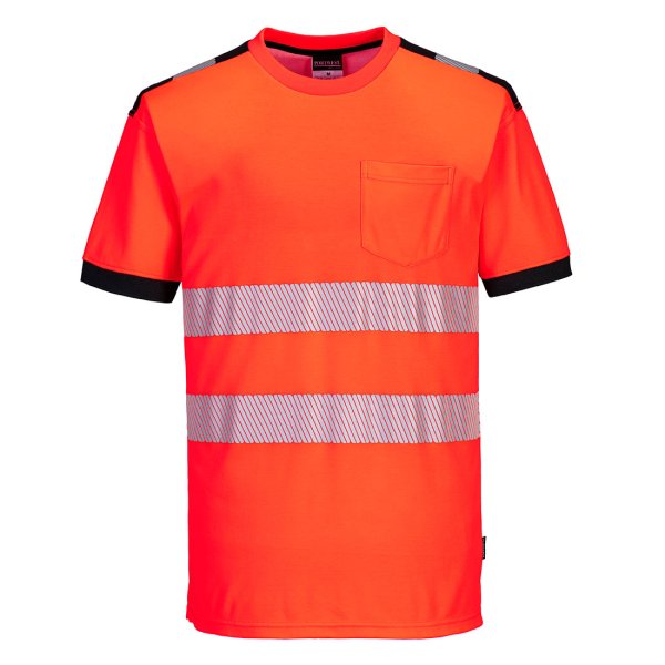 T181 - PW3 Hi-Vis Cotton Comfort T-Shirt S/S Red/Black