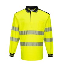 T184 - PW3 Hi-Vis Cotton Comfort Polo Shirt L/S Yellow/Black