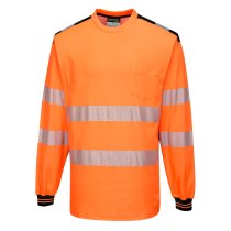 T185 - PW3 Hi-Vis Cotton Comfort T-Shirt L/S Orange/Black