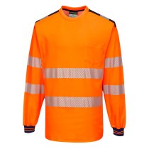 T185 - PW3 Hi-Vis Cotton Comfort T-Shirt L/S Orange/Navy