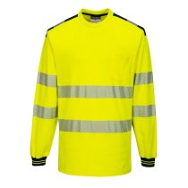 T185 - PW3 Hi-Vis Cotton Comfort T-Shirt L/S Yellow/Black