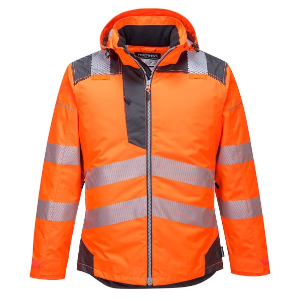 T400 - PW3 Hi-Vis Winter Jacket Orange/Grey