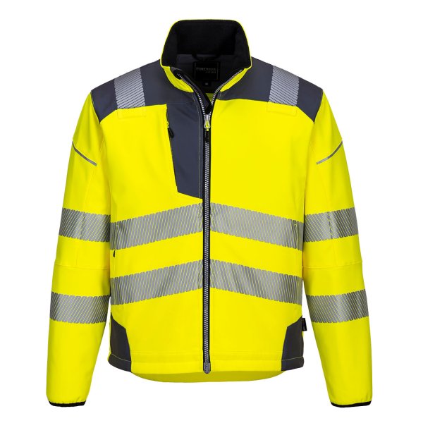 T402 - PW3 Hi-Vis Softshell (3L) Yellow/Grey