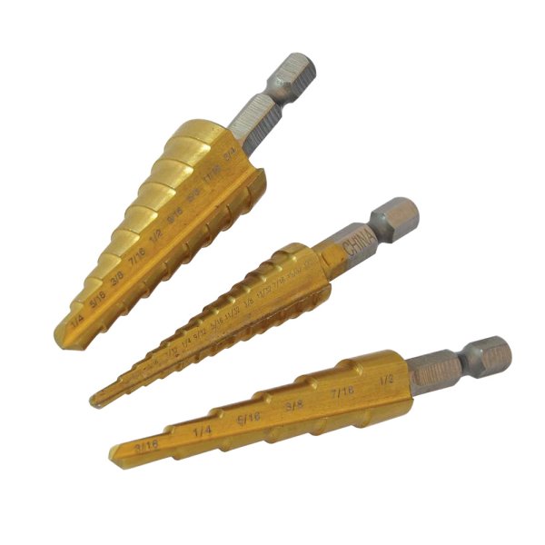 Silverline Titanium-Coated HSS Step Drill Set 3pce